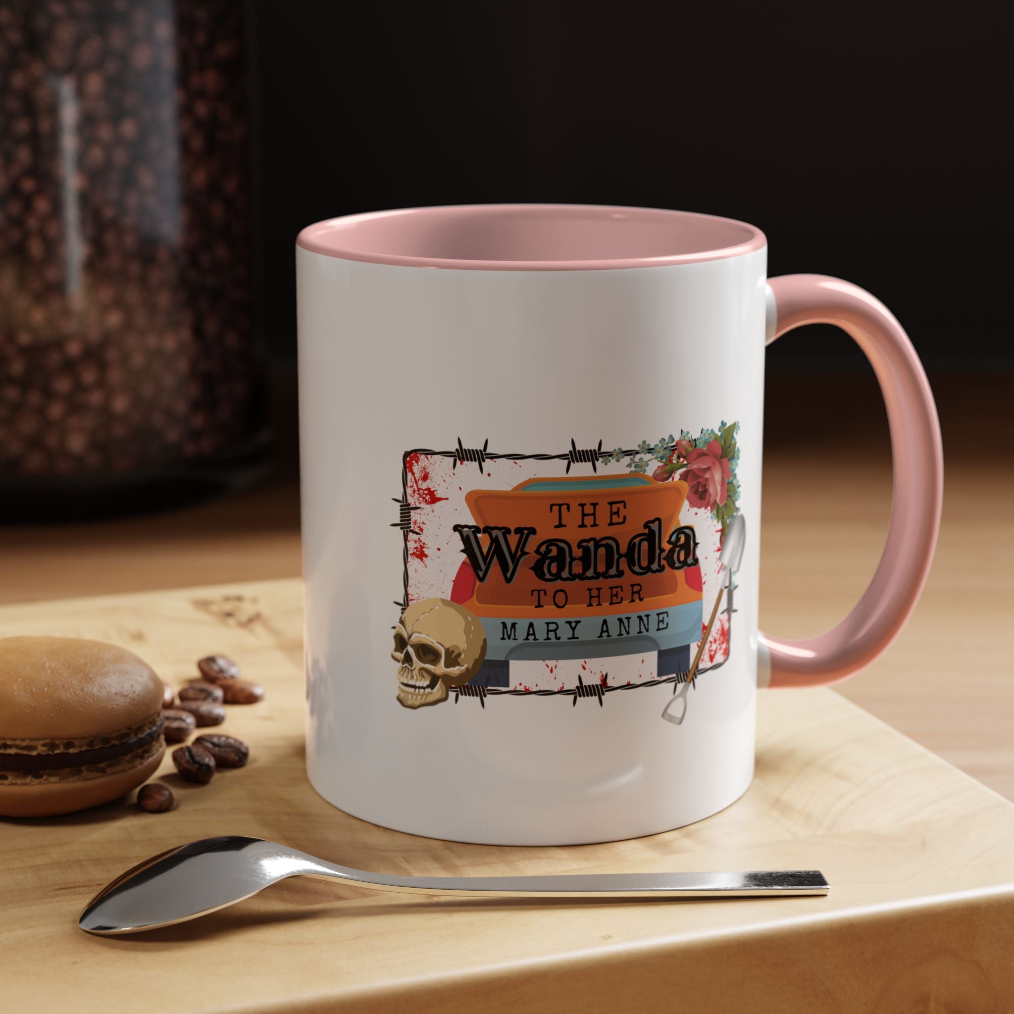 Accent Coffee Mug — "The Wanda to her Maryanne" Vintage Skull Friendship Design