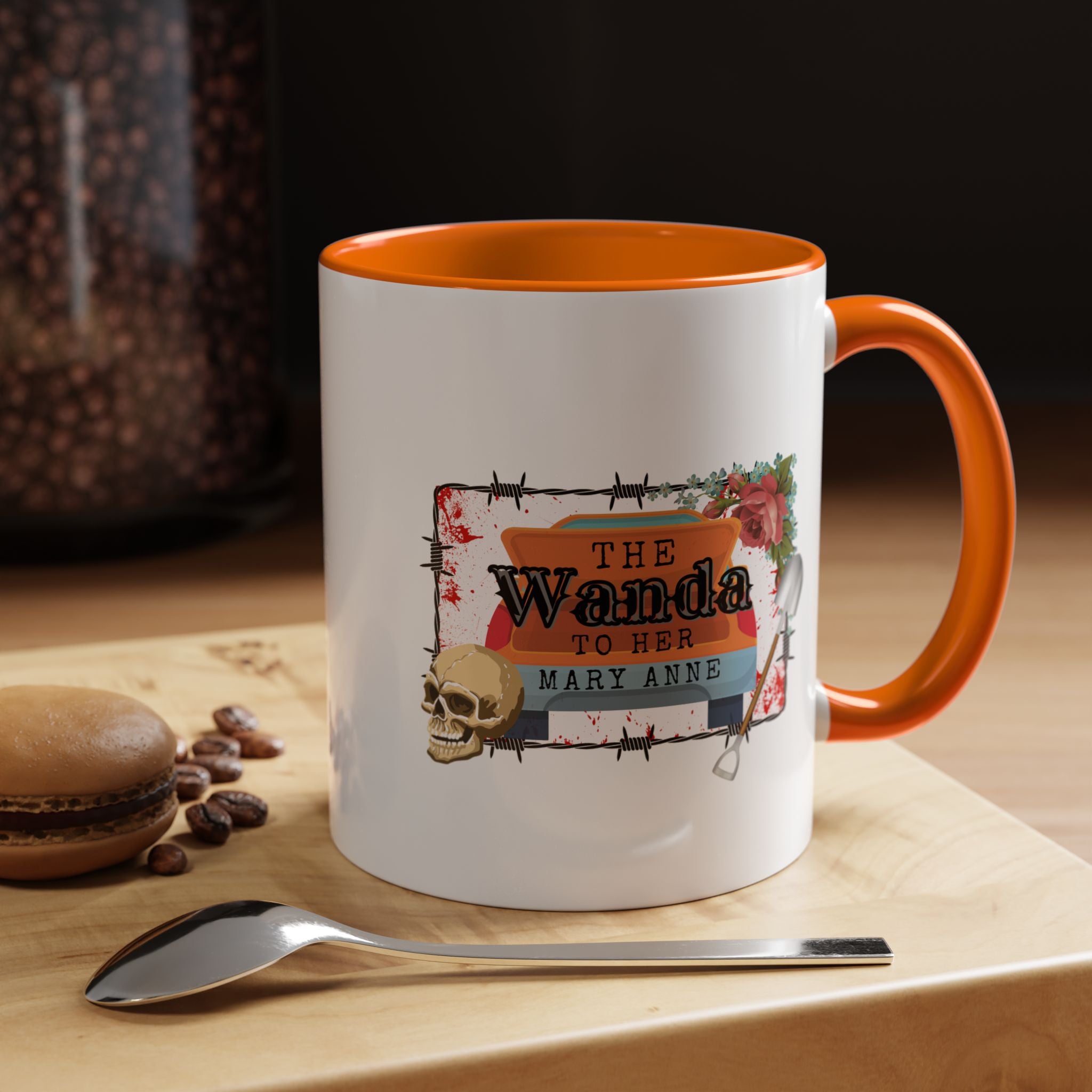 Accent Coffee Mug — "The Wanda to her Maryanne" Vintage Skull Friendship Design