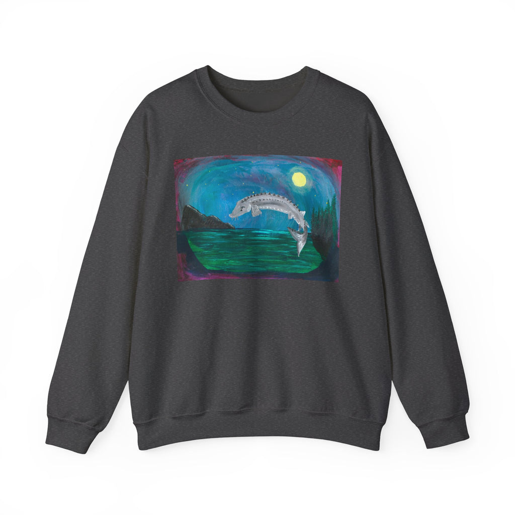 Moonlit Koi Crewneck Sweatshirt — Hand-Painted Night Garden Fish Design