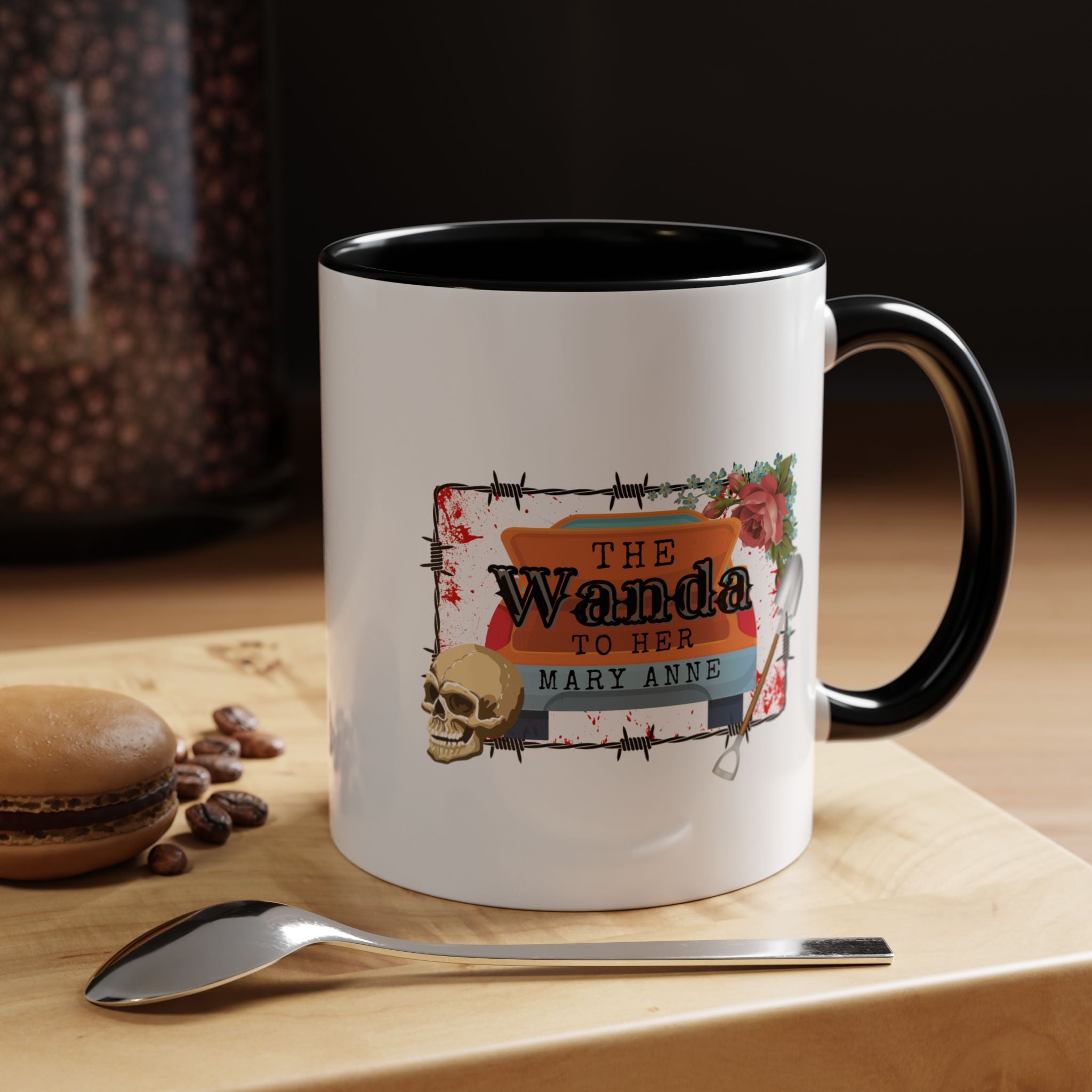 Accent Coffee Mug — "The Wanda to her Maryanne" Vintage Skull Friendship Design