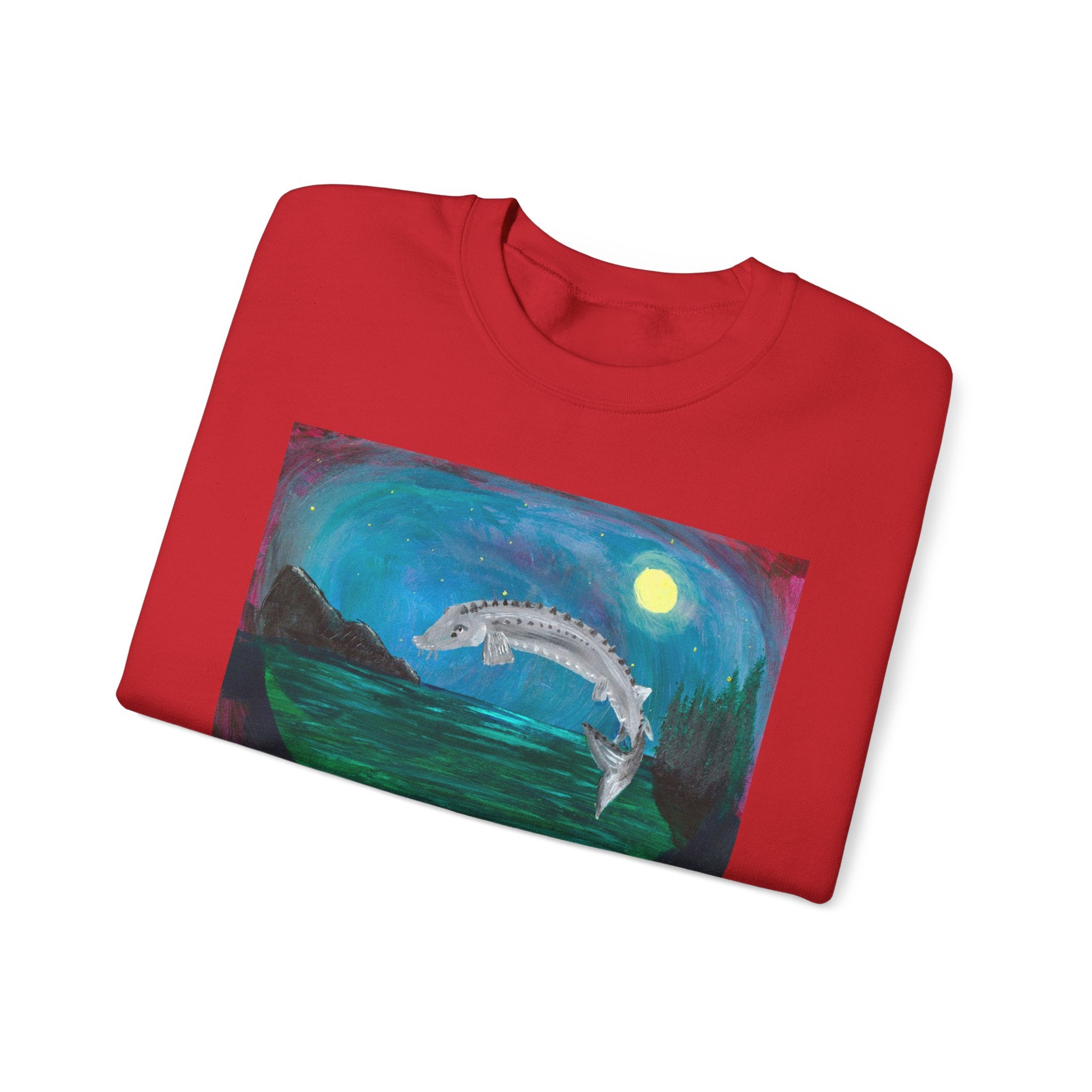 Moonlit Koi Crewneck Sweatshirt — Hand-Painted Night Garden Fish Design