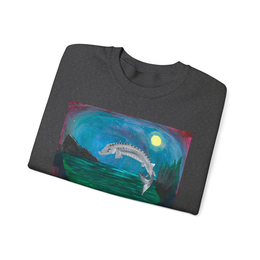 Moonlit Koi Crewneck Sweatshirt — Hand-Painted Night Garden Fish Design