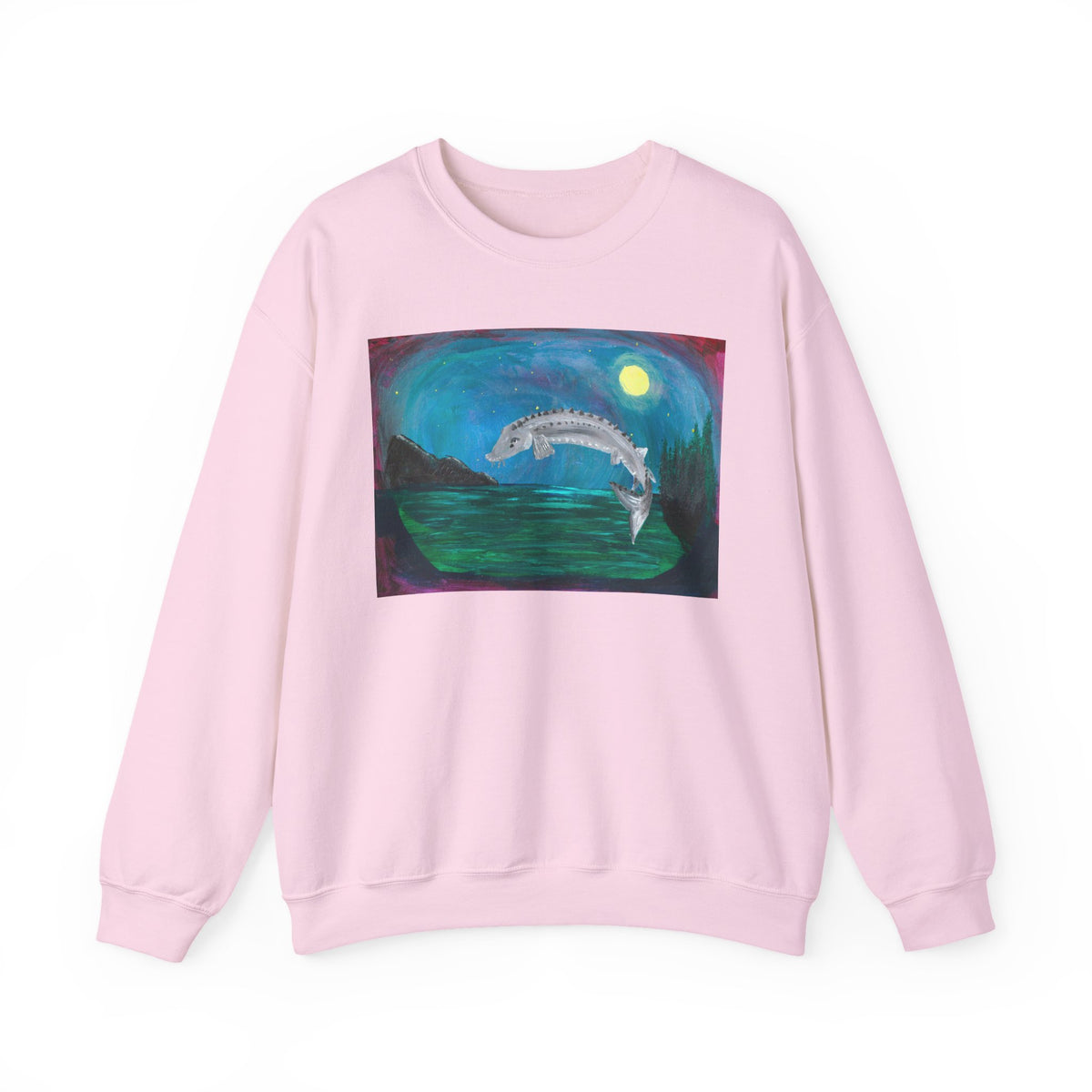Moonlit Koi Crewneck Sweatshirt — Hand-Painted Night Garden Fish Design