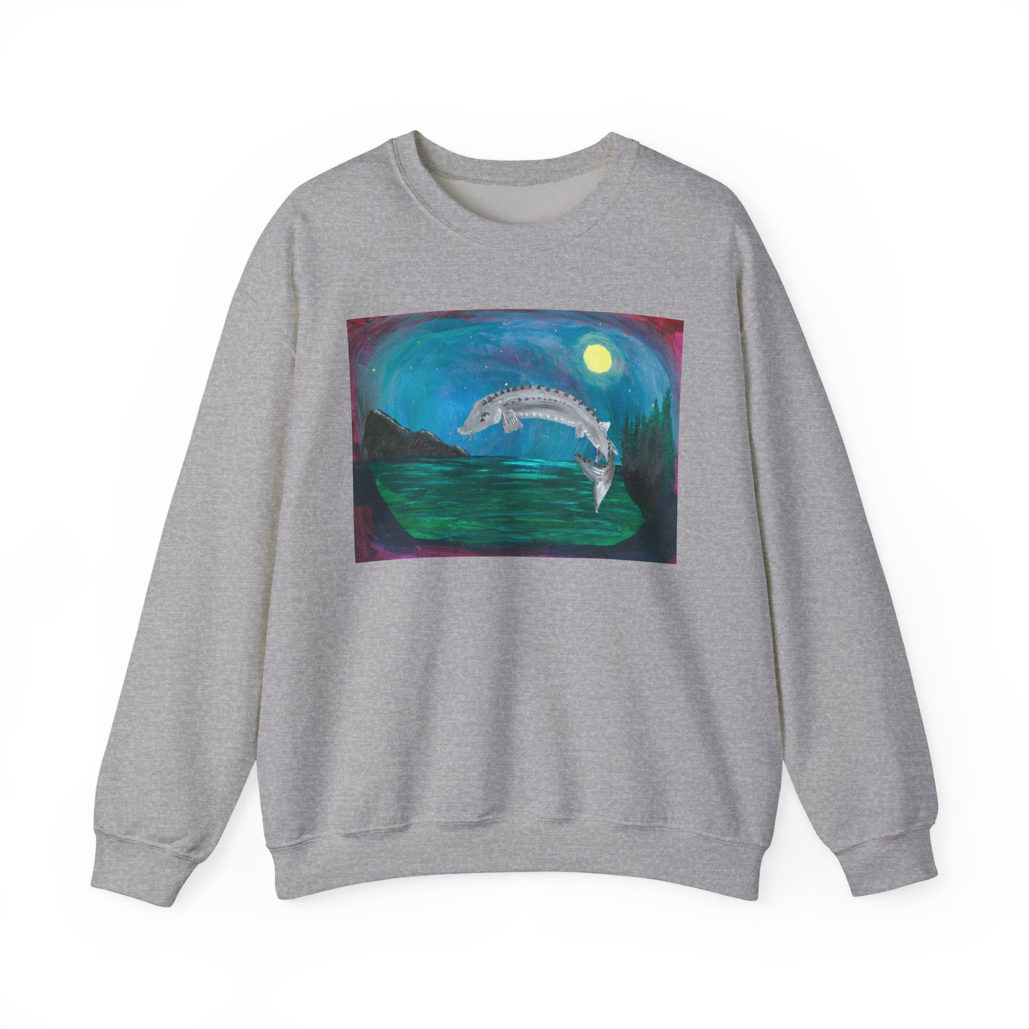 Moonlit Koi Crewneck Sweatshirt — Hand-Painted Night Garden Fish Design