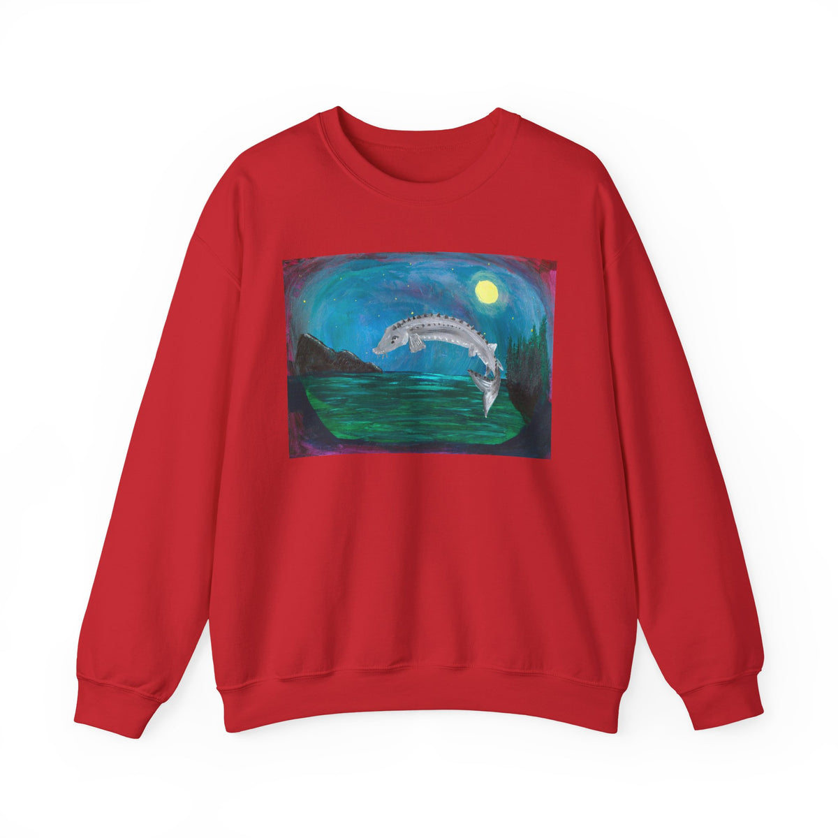 Moonlit Koi Crewneck Sweatshirt — Hand-Painted Night Garden Fish Design