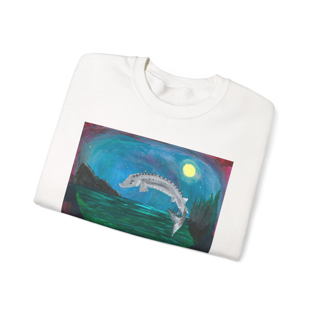 Moonlit Koi Crewneck Sweatshirt — Hand-Painted Night Garden Fish Design